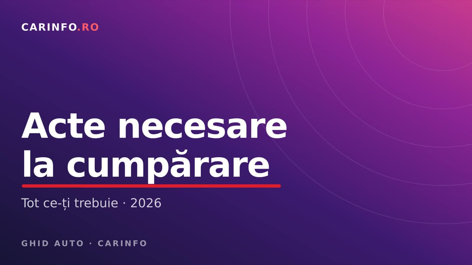 Acte necesare cumpărare mașină second-hand 2026